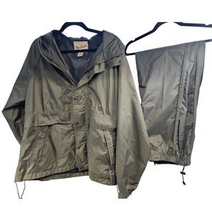 Woolrich Mens Large 1303WS Earth Colorblock Rain Jacket & Pants Set